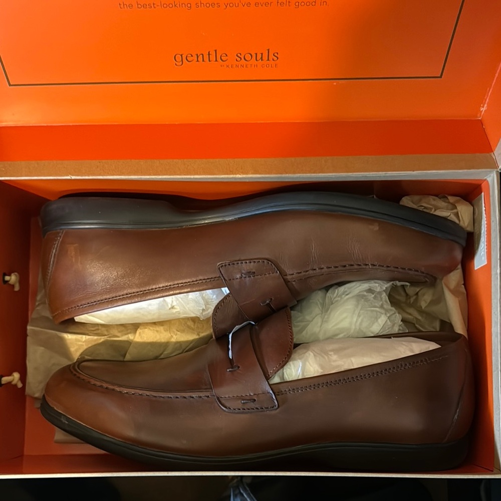 Brand New Gentle souls Men's Cognac Brown Loafers-Stuart Penny